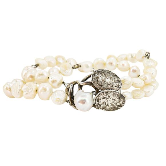 Antique William B Kerr 4730 Arts & Crafts Style Baroque Pearl Bracelet 8.25 In - Picture 12 of 12